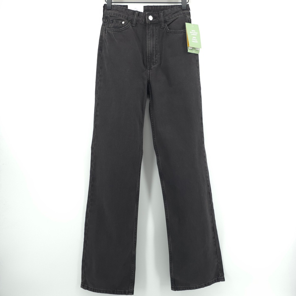 H&M Wide Ultra High Waist Women Jeans 2 Charcoal Black Sustainable - NWT